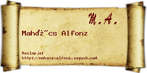 Mahács Alfonz névjegykártya